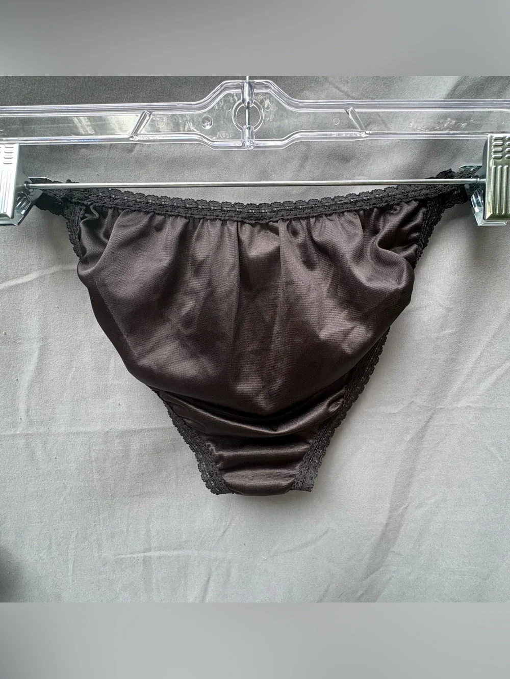 Vintage Black Lace/Satin Peplum Cami & Panty Lingerie Set